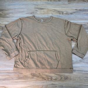 💜Dip Brown Kangaroo Pocket Long Sleeve Shirt Men's XLarge